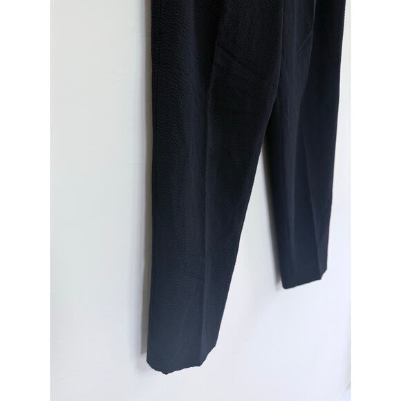 AKRIS black wool textured flat front textured cropped high rise dress pants - Picture 5 of 12